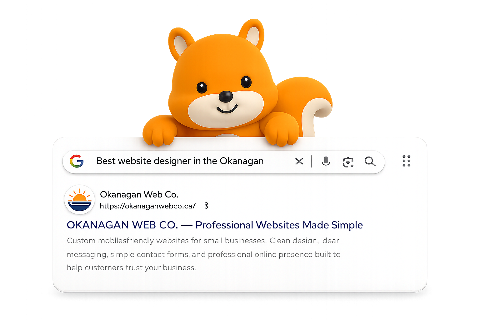 Google-style search result card showing OKANAGAN WEB CO.